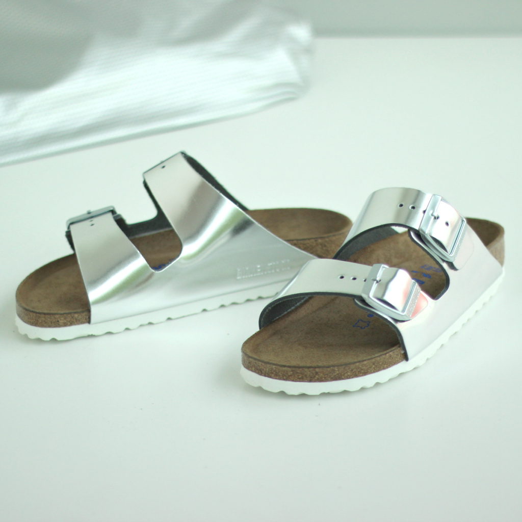 Birkenstock_silber_glänzend Arizona