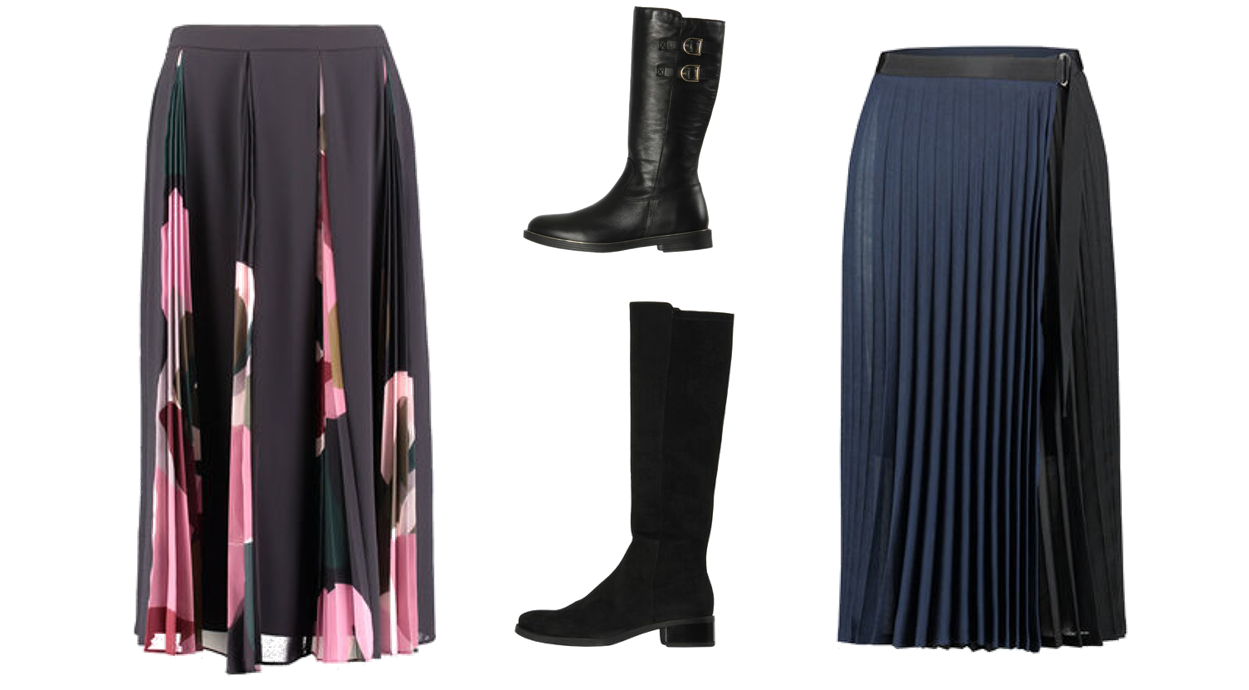 Outfitkombination Plisseerock&Stiefel
